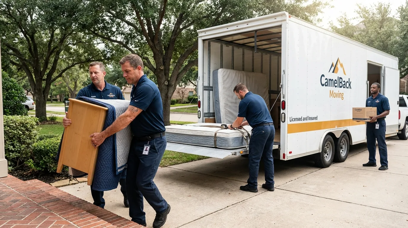 Crew loading residential truck for cross-state move from Vancleave, MS